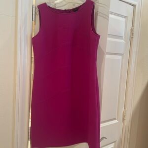 Dress- dark pink w/ silver back zipper. Ann Taylor, sz 6. Fitted, above the knee